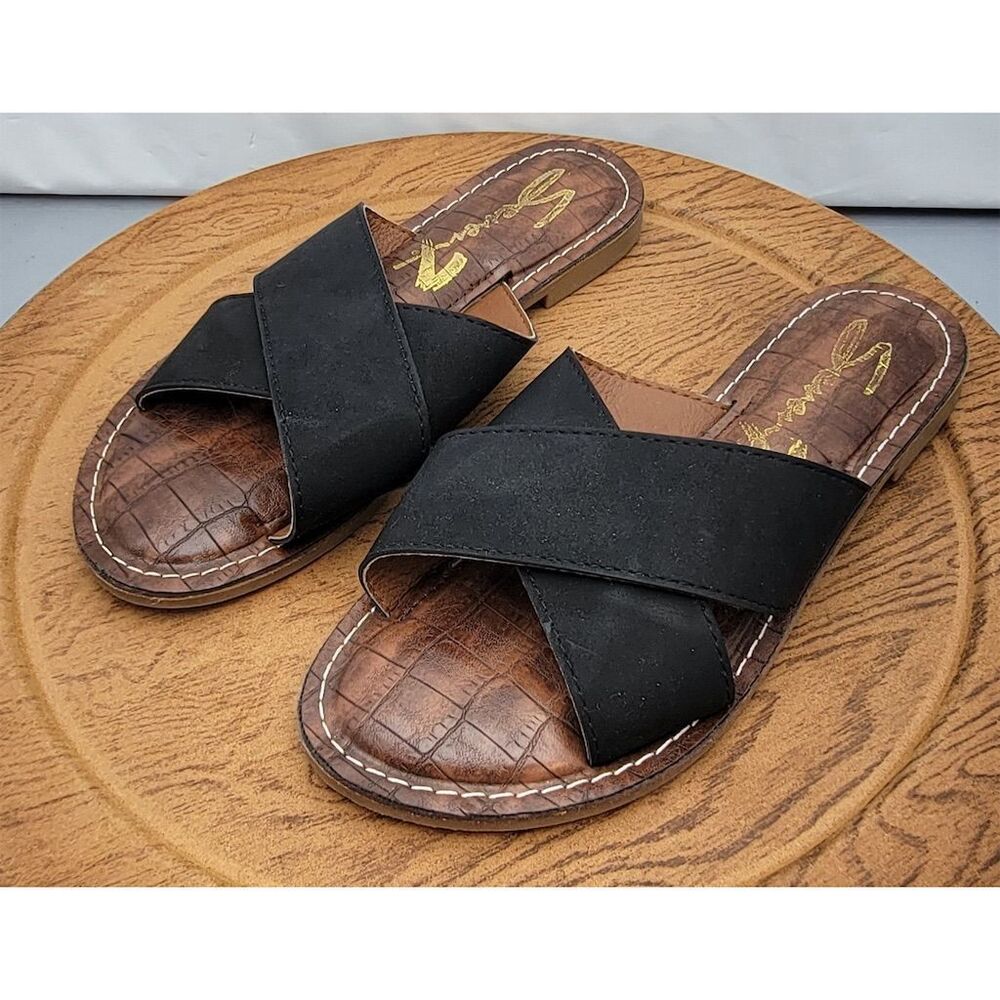 Seven7 Jesse Sandal Slides  Criss-Cross Strap Black Women's Size 7 - Picture 9 of 10